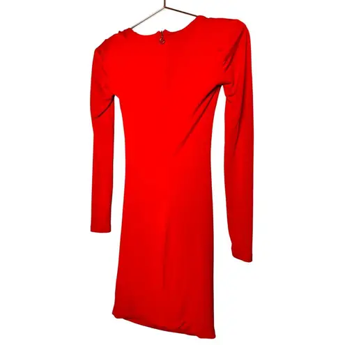 Nookie Red Jersey Squareneck Sheath Harley Structured Shoulders Mini Dress S