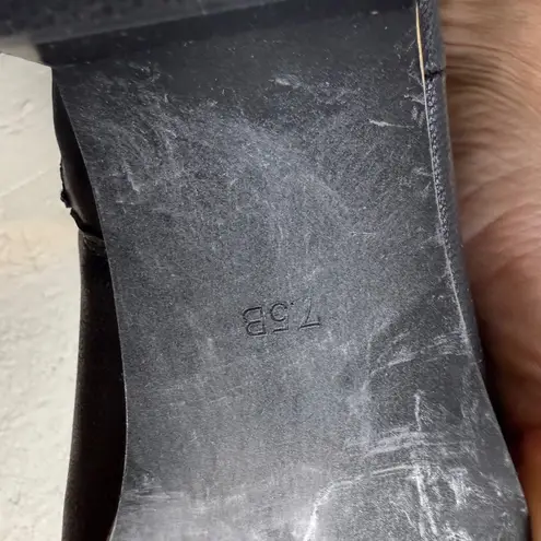 Source Unknown Black Leather Ankle Boots Gold Buckle Zip Side Elastic Ankle Booties Size 75B