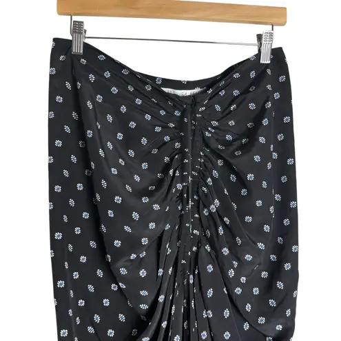 Veronica Beard Ari Black Silk Blend Ruched Asymmetrical Midi Skirt Size 12