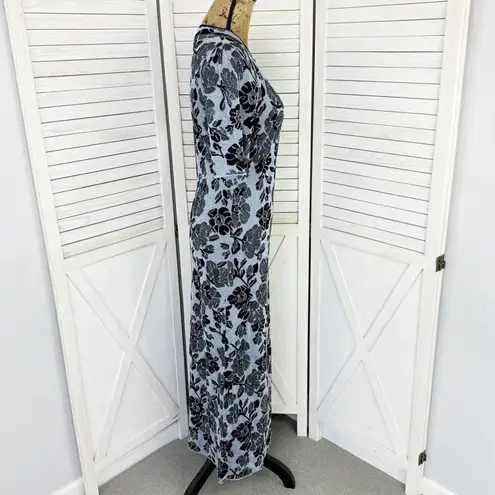 Rebecca Taylor Metallic Floral Lurex Jacquard Sheath Midi Dress Blue Black Large