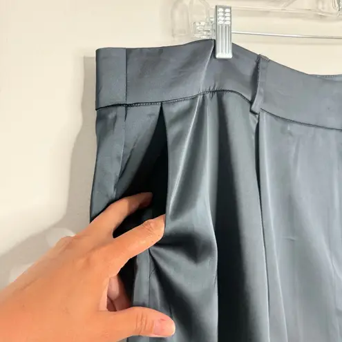 City Chic NWT Rylie Wide Leg Pant In Steel Blue Size XL/22 Lined Satin Feel