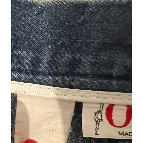 Orvis Womens Jean Skirt Size 8 Blue Midi Side Zip Back Button Hem Pockets