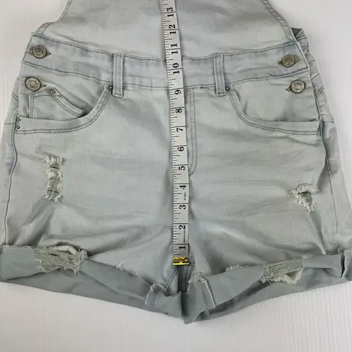 Ymi Denim Overalls Shorts Size 9 / 29 Light Wash Jean Distressed Stretch