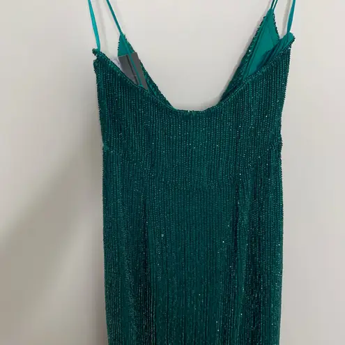 RETROFETE Katya draped sequined chiffon gown Emerald New Womens XS Green