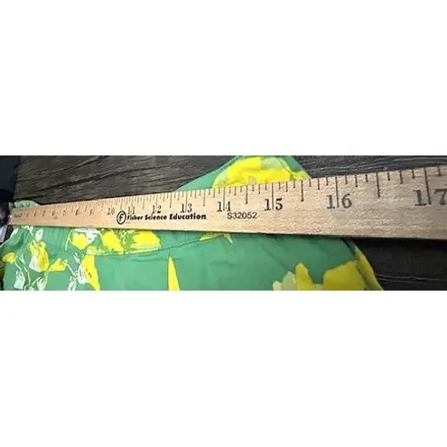 St Johns Bay Green Yellow Floral Skirt 10 A Line Stretch Resort Preppy Coquette