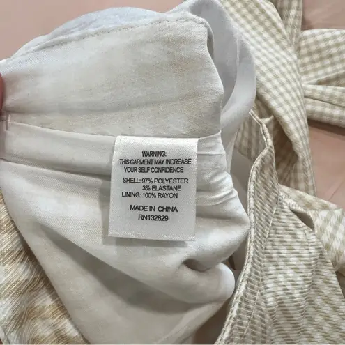 Song Of Style Janie Pant in Beige Check High Rise Tapered Crop Size XS White