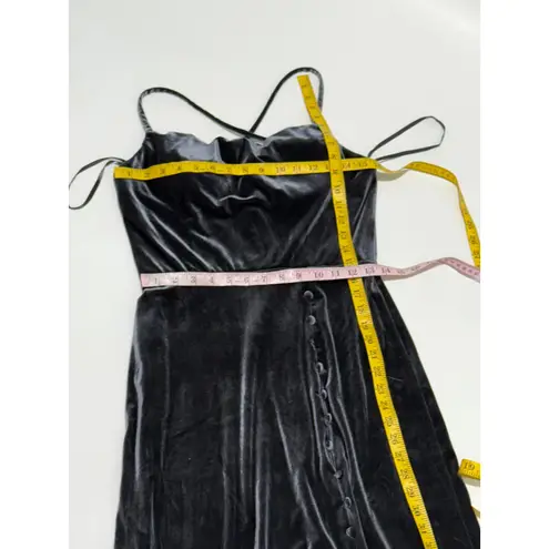 Revelry Billie Velvet Maxi Dress 8 Halter Cowl Neck Button Detail Grey Black Gray