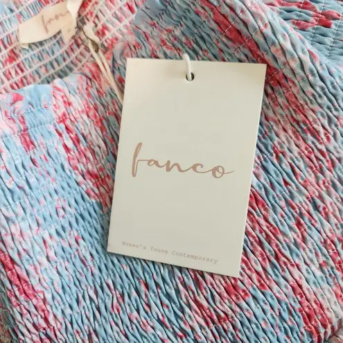 Fanco Smocked Floral Blue and Pink Ruffle Skirt NWT Size Small Floral Mini Skirt