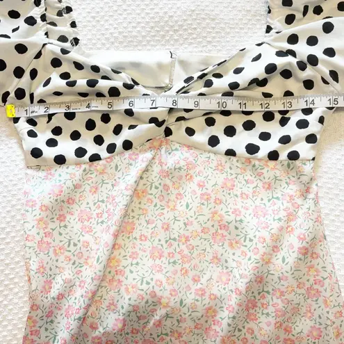 Miss Selfridge twist front mini dress in mix spot floral print size 6 NWT