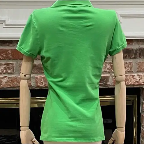 EXPRESS  vintage emerald green polo w/large white lion logo embroidery / S / EUC