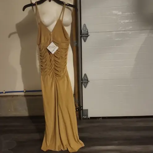 Bite Studios Mettalic Marea Ruched Cotton Blend Terry Midi Dress Size Xs Yellow