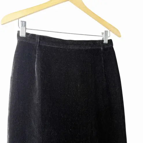 Weekend Max Mara Black Corduroy Pencil Skirt US 4 Stretch Back Slit Quiet Luxury