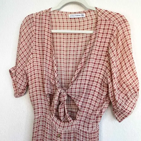 Faithfull the Brand Faithful the Brand Revolve Maple Pink Plaid Cut Out Midi Dress 2