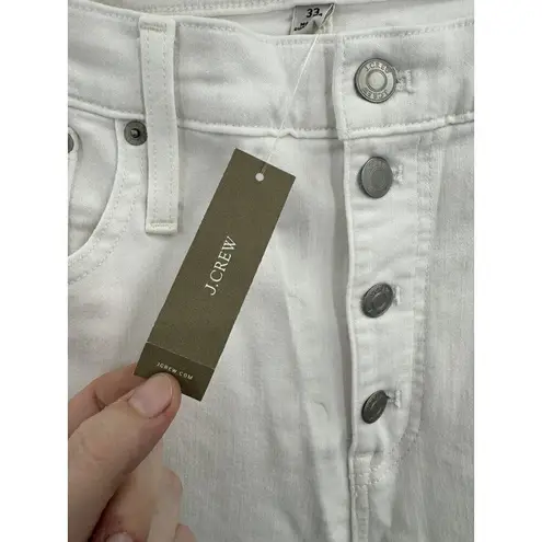 J Crew 10” Vintage Slim Straight Jeans White Denim High Rise NEW 33 Button Fly