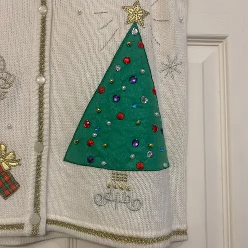 Holiday Time Christmas Knit Off White Small Vest. 2686