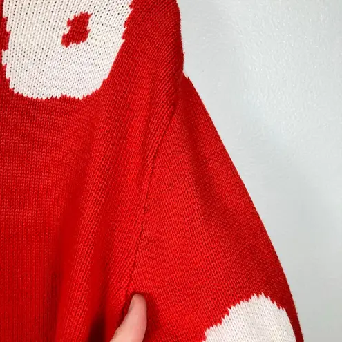 Vintage Outlander Womens S Red & White Floral Dot Sweater Dress FLAW Mod Holiday