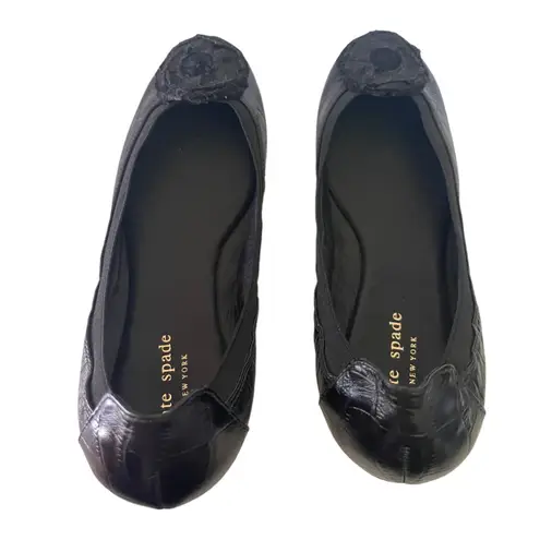Kate Spade  Black Leather Slip On Ballet Flats Size 6.5