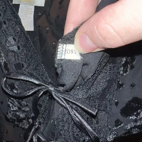 Victoria's Secret Victoria Secret Vintage Gold Label Black Lace Teddy Bodysuit Sparkle Med Ties