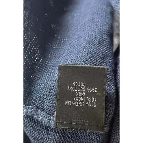 Lafayette 148 Knit Top Women Blue Small Linen Cotton Quiet Luxury Minimalist