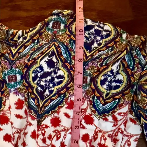 Fraiche by J Boho Floral Border Print Romper – Size Large – Made in USA Red