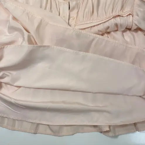 Biltmore Tiered Dress Ruffle Mock Neck Short Sleeve Casual Pink Size M Size M