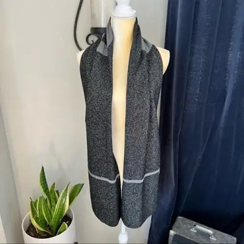 Furla Metallic Knit Scarf, Wool, Black & Gray, Reversible,Designer Luxury, NWT