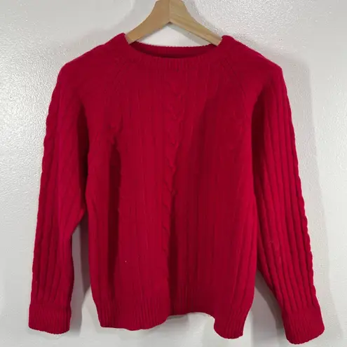 Vtg. GANT Red Cable Knit Sweater 100% Lambswool Men's M Made in Korea Pullover Size M