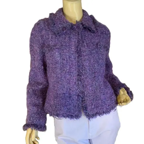 Carlisle VINTAGE 1980'S PURPLE WOOL BLEND MOHAIR FRINGE BLAZER (10)