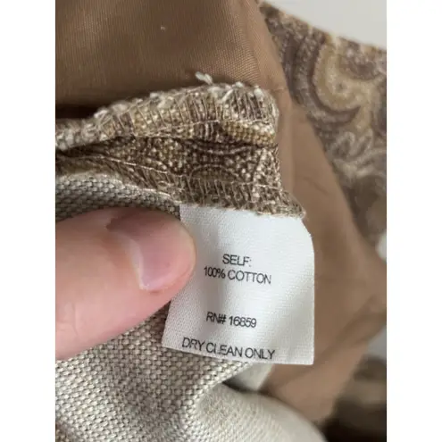 J. McLaughlin Womens 6 Small Paisley Cotton Jeans Slim Stretch Tan Brown