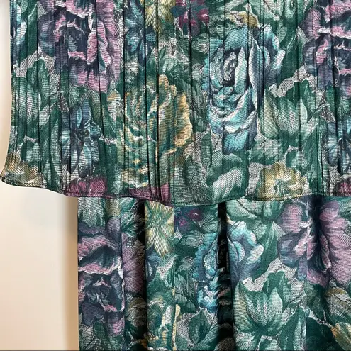Vintage Layered Dress Grandmacore Floral Blue Green Size 6P