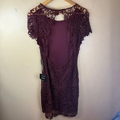 NWT Lulu’s Size XL Lace Detailed Backless Mini Dress Burgundy Formal Wedding Red