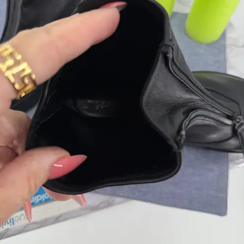 Ecco Black Leather Shape Sculpted Platform Chunky Heel Boot 9.5 Edgy Goth Moto