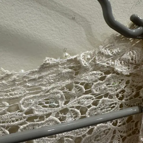 None VTG Ivory Beaded Lace Cardigan Pearl & Sequin Embellished Party Bridal NYE Glam