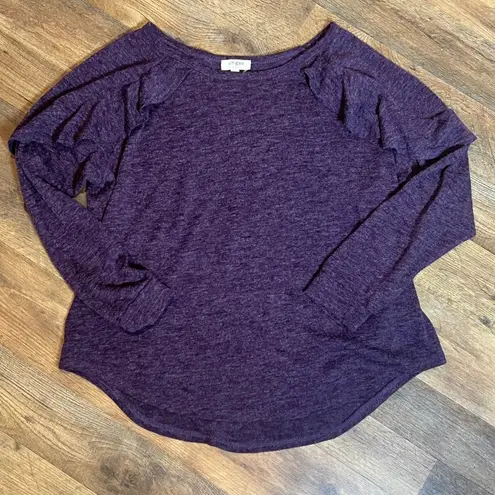Umgee Purple Ruffle Long Sleeve Top Women's Small