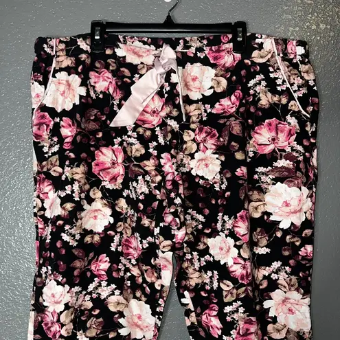 Floral Lounge Pants Women’s Size 8 Pink White Black Pajama Bottoms