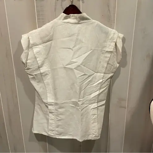 Oscar de la Renta Vintage 80’s white embroidered cap sleeve breezy boho blouse