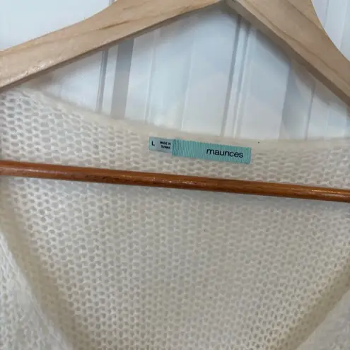 Maurice's ‎ White Stripe V Neck Sweater Size Large - Image 5
