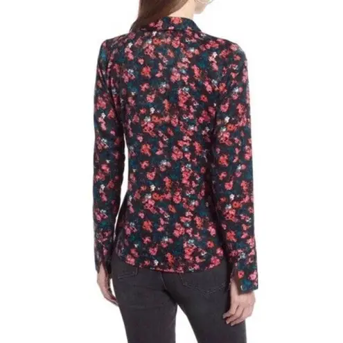 Something Navy  Multicolor Floral Long Sleeve Wrap Front Blouse Size M