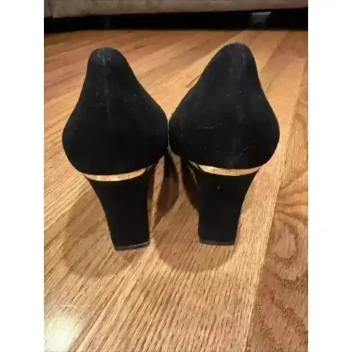 ST. JOHN Chiara Black Suede Mary Jane Square Toe Pumps US 8.5 AA Old Money