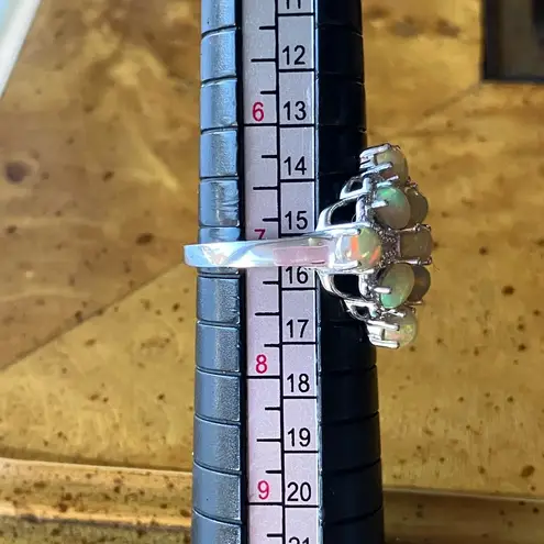 Natural Honey Opal Sterling Silver Cocktail Ring Size 7
