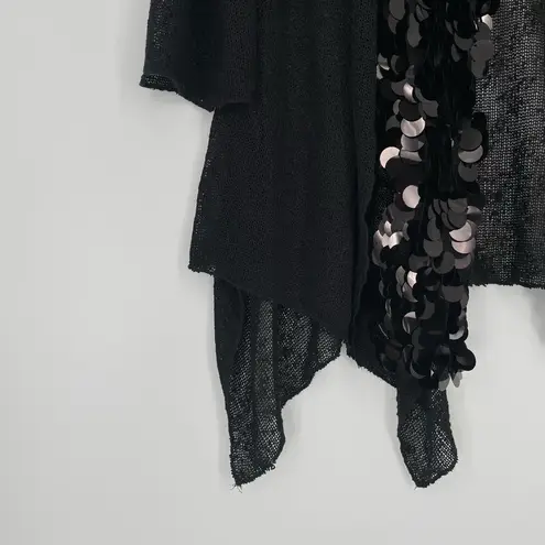 Alberto Makali Women's Black Sequin Asymmetrical Vintage 90s Cardigan Size XL