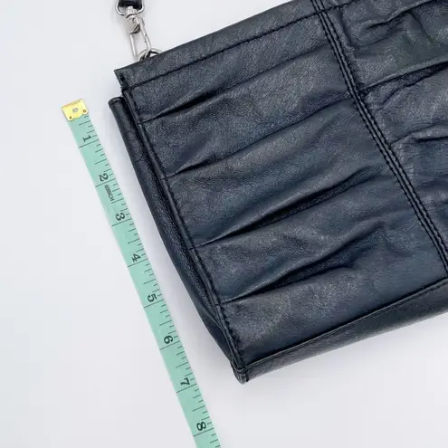 The Sak Charleston Leather Demi Clutch Crossbody Bag Black Onyx Pleated Purse