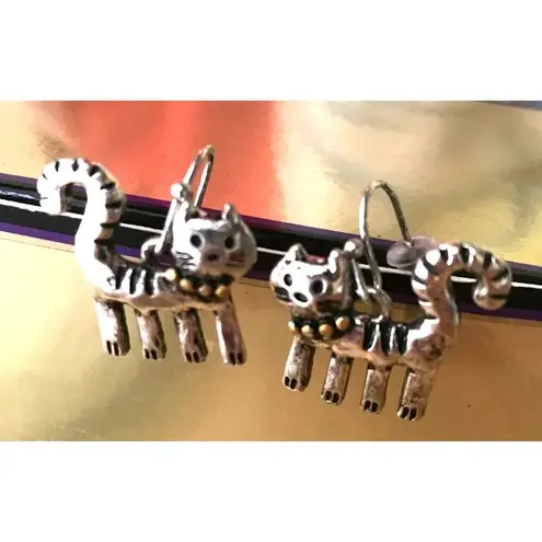 Handmade Cat Earrings Metal Kitty Lover Birthday Gift Hypoallergenic Hoo…