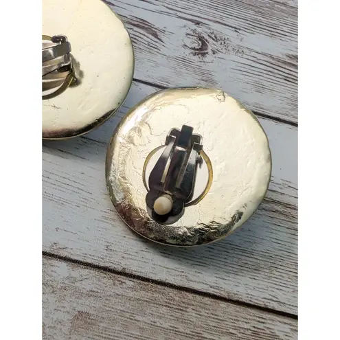 Vintage Clip On Earrings Gold/Silver Tone Rope Design Large Just Under 1 & 5/8"