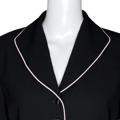 Laura Scott Blazer Women 6 Black White Piping Office Casual Preppy Vintage