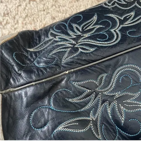 Justin Boots Justin 4522 Embroidered Silver Black Western Cowboy Boots Women’s 7.5 B