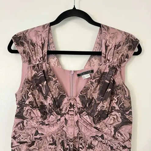 Peruvian Connection 100% Silk Elegant Marble Swirl Sheath Midi Dress Size 8