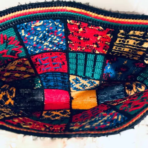 Vintage Needlepoint Tapestry Bag Colorful Patchwork Unique Shoulder Bag Red