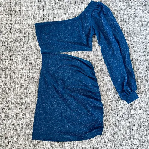 Windsor  Medium Dark Green Glitter One Shoulder Cut Out Mini Dress homecoming