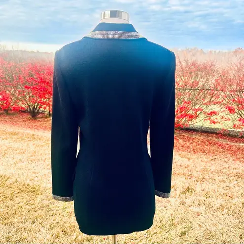 St. John Evening by Marie Gray Black Blazer with aurora rhinestone trim Size 6